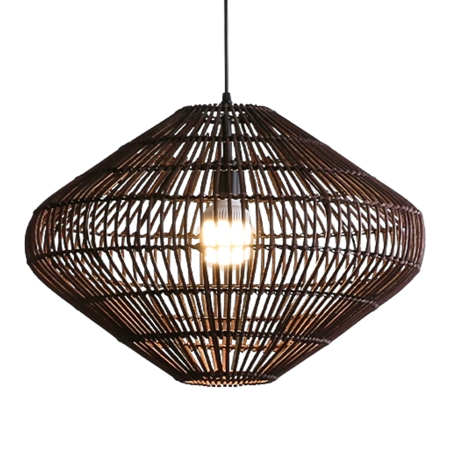 Geometric Diamond Rattan Pendant Light