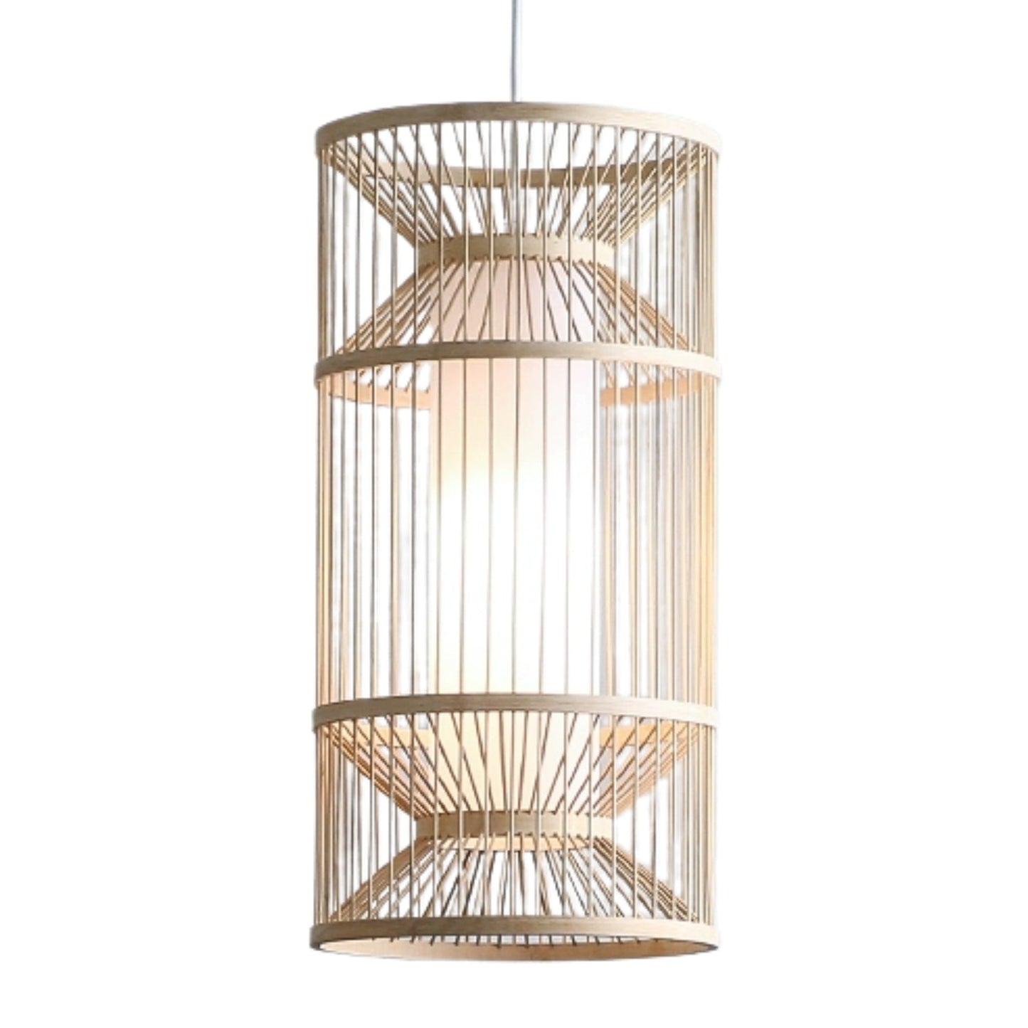 Cylindra Hourglass Bamboo Pendant Light For Dining Room
