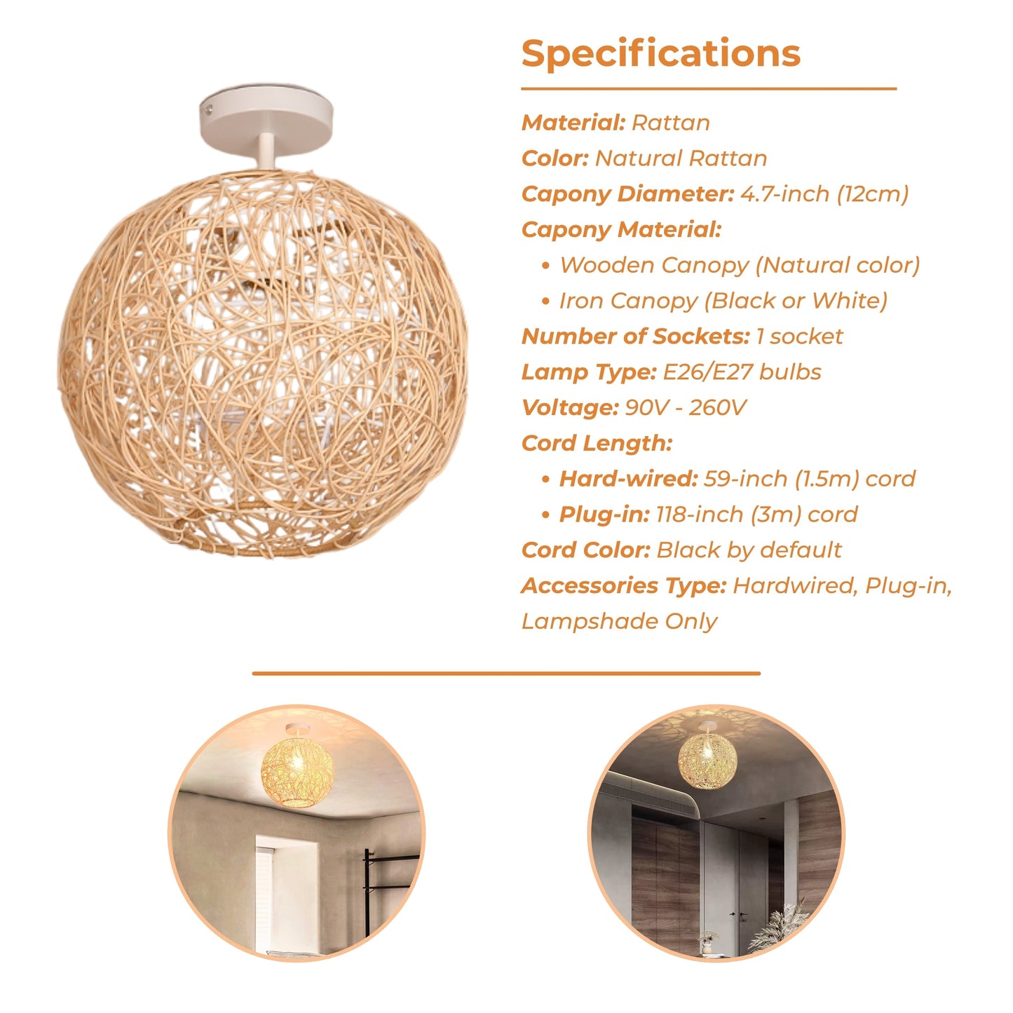 Sucada Round Rattan Ceiling Light