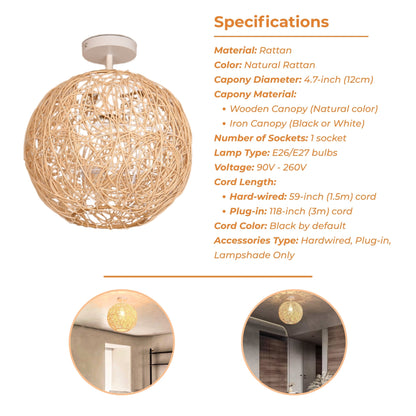 Sucada Round Rattan Ceiling Light