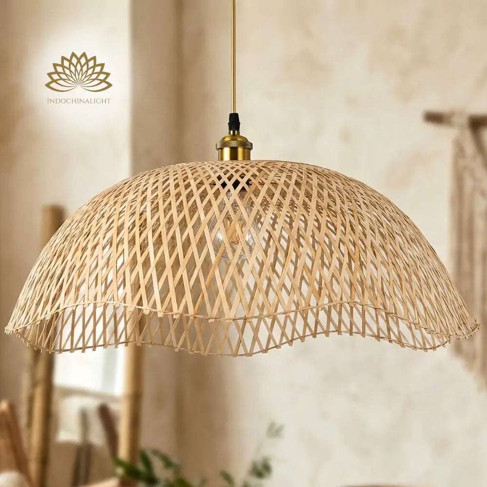 Chenkui Scallop Woven Bamboo Pendant Light