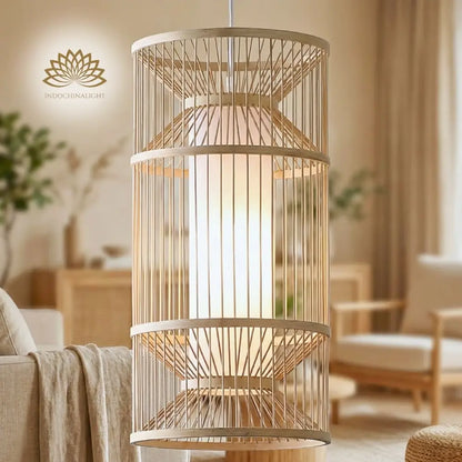 Cylindra Hourglass Bamboo Pendant Light For Dining Room
