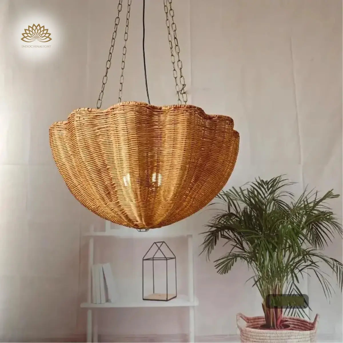 Daisy Flower Wicker Rattan Pendant Light