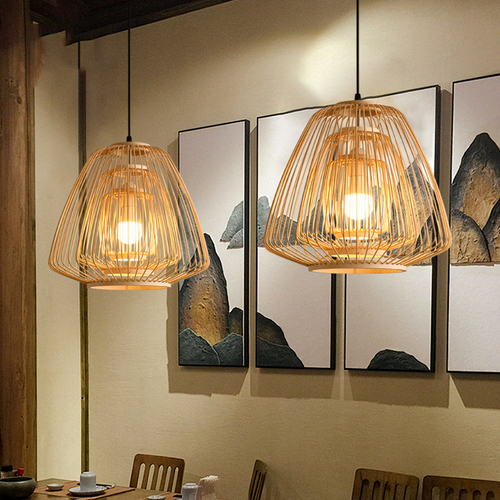Plura Abstract Bamboo Pendant Light For Dining Room