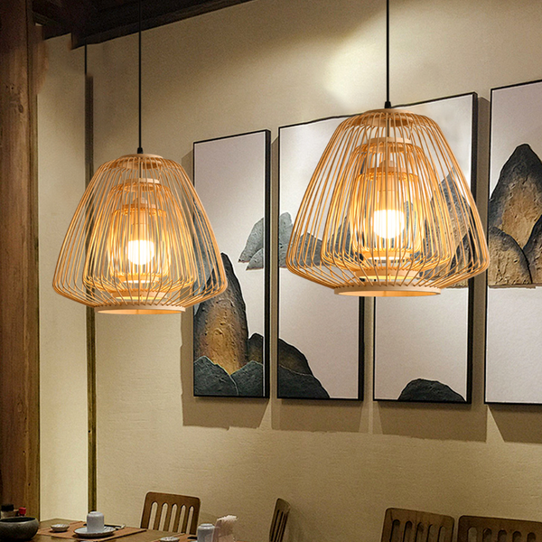 Plura Abstract Bamboo Pendant Light For Dining Room