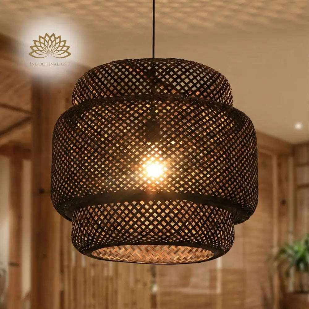Sinnerlig Black Abstract Woven Bamboo Pendant Light