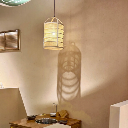 Totary Cylinder Bamboo Pendant Light