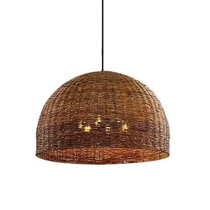 Troy 6-Bulb Dome Wicker Rattan Pendant Light