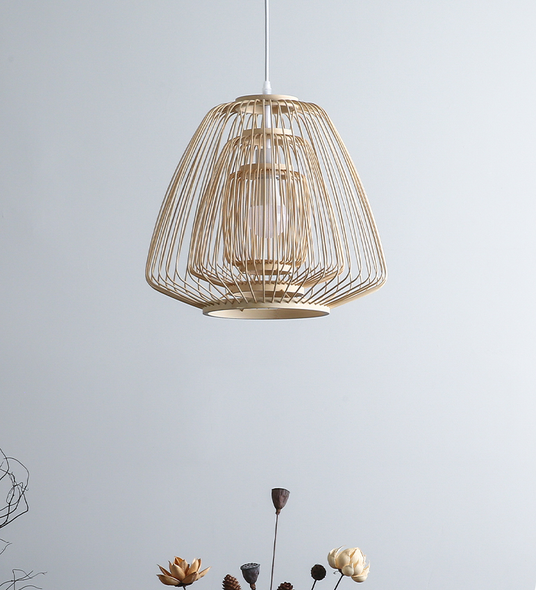 Plura Abstract Bamboo Pendant Light For Dining Room
