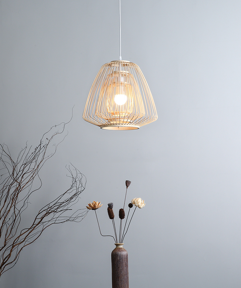 Plura Abstract Bamboo Pendant Light For Dining Room
