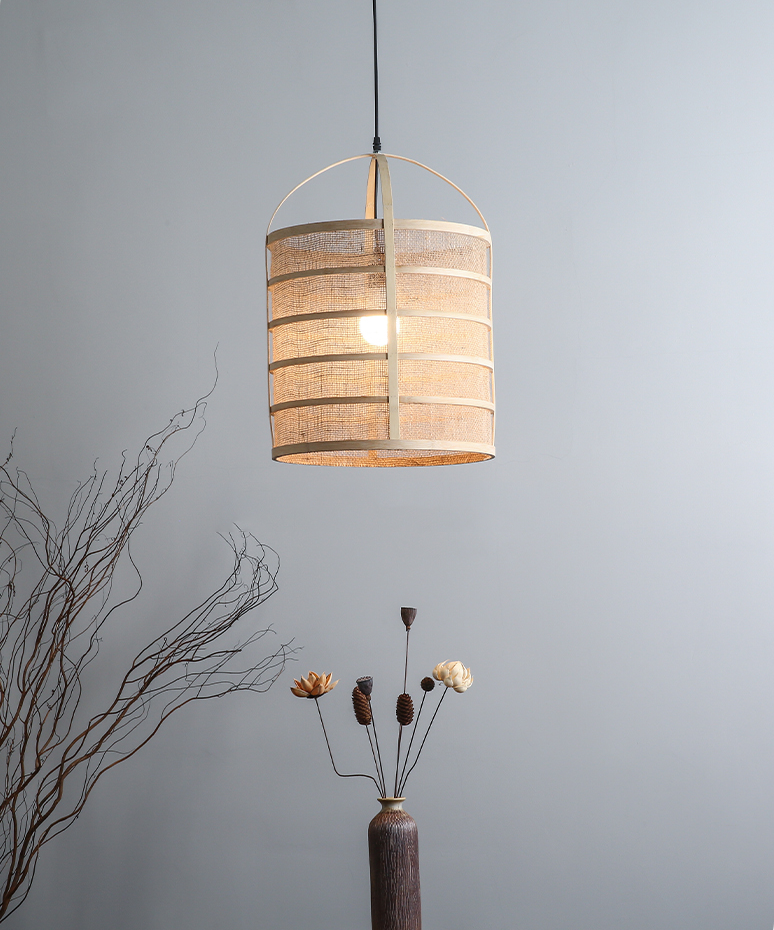 Totary Cylinder Bamboo Pendant Light