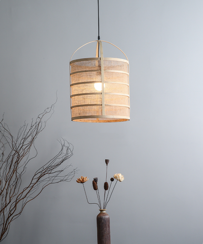 Totary Cylinder Bamboo Pendant Light