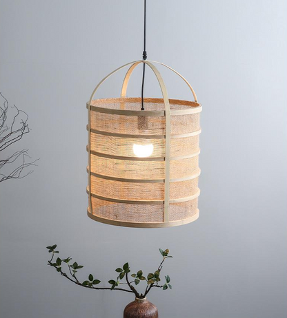 Totary Cylinder Bamboo Pendant Light