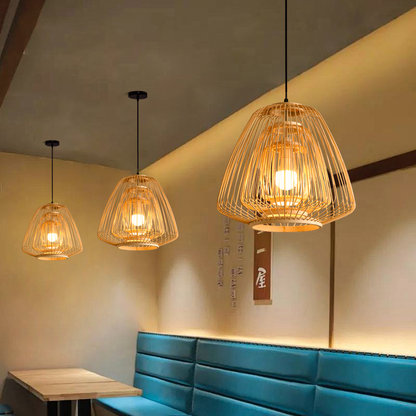 Plura Abstract Bamboo Pendant Light For Dining Room