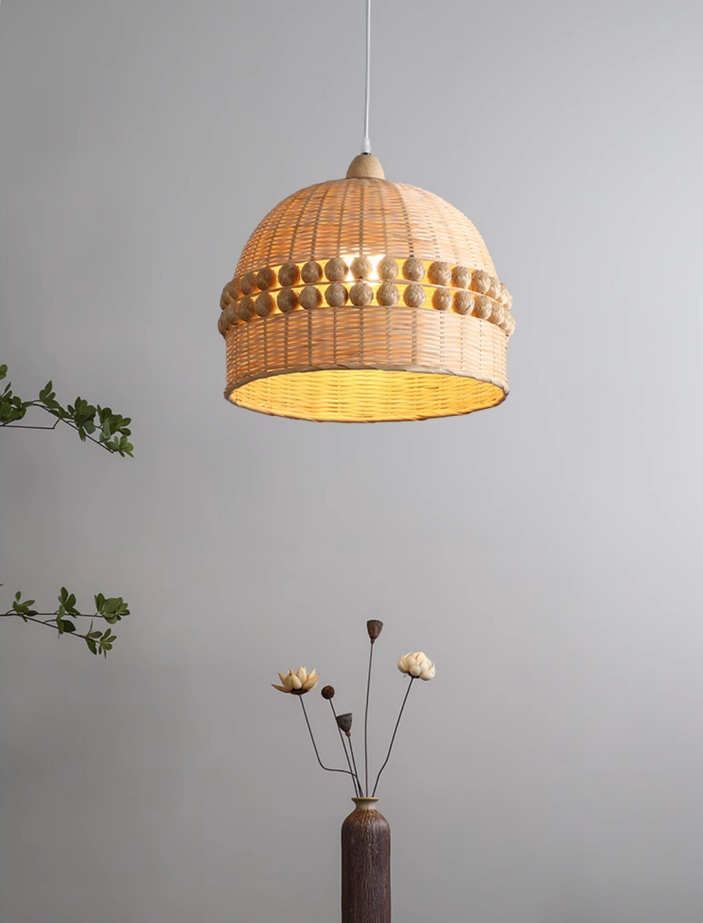 Gaudio Dome Wicker Bamboo Pendant Light