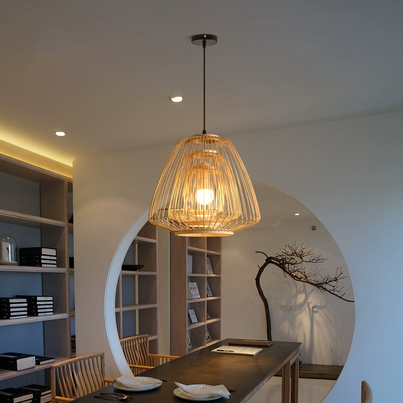 Plura Abstract Bamboo Pendant Light For Dining Room