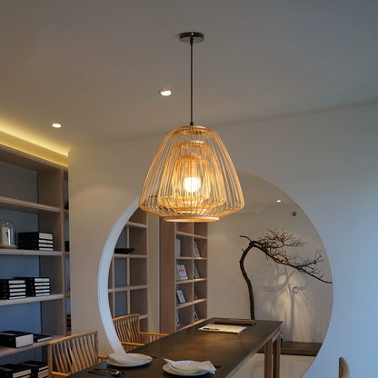 Plura Abstract Bamboo Pendant Light For Dining Room