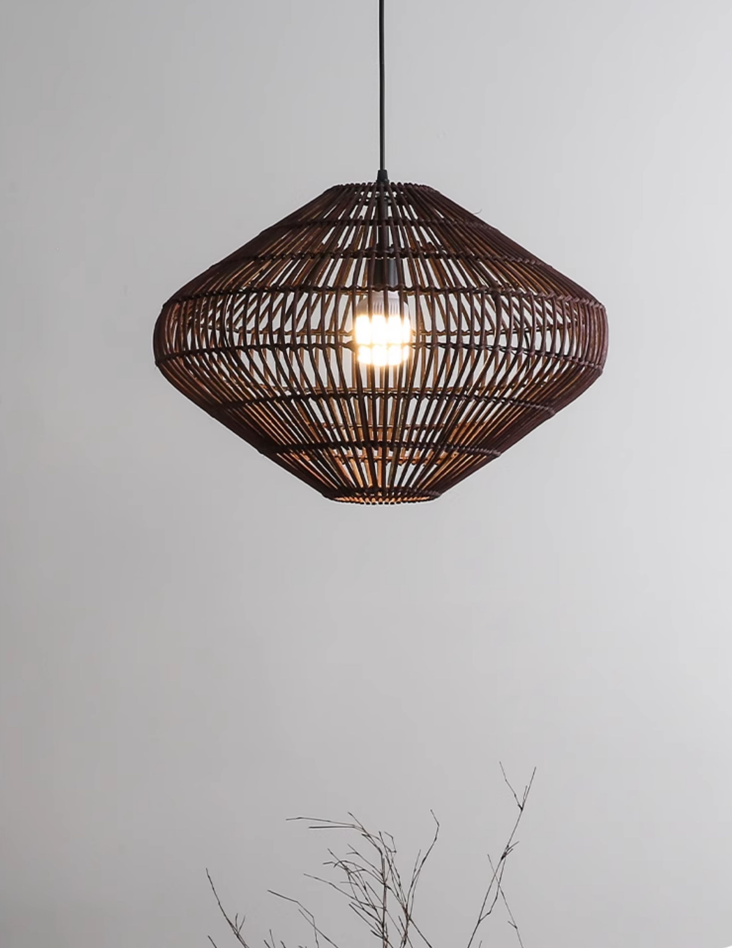 Geometric Diamond Rattan Pendant Light
