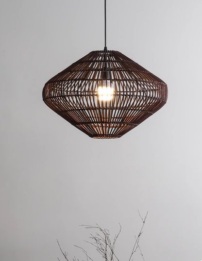 Geometric Diamond Rattan Pendant Light