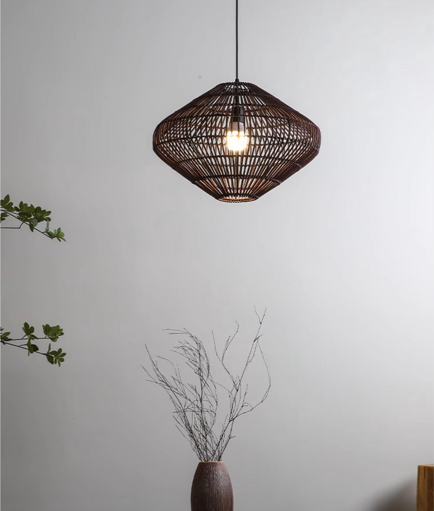 Geometric Diamond Rattan Pendant Light