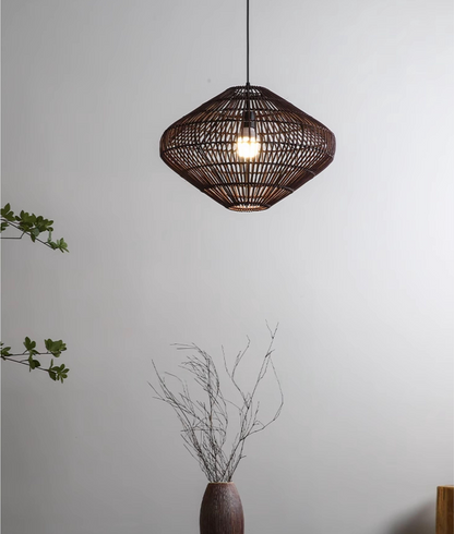 Geometric Diamond Rattan Pendant Light
