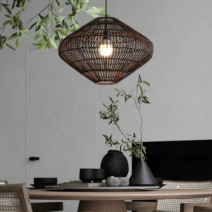 Geometric Diamond Rattan Pendant Light